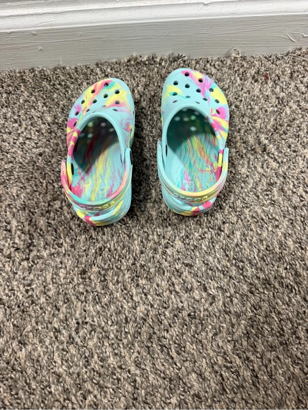 CROCS Kids Aqua Multi-Color Tie-Dye Slip-Ons